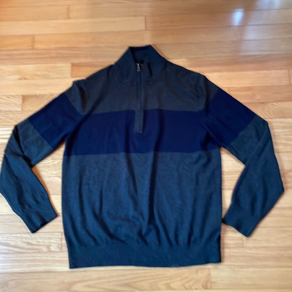NWT Men’s Banana Republic Pima Cotton Cashmere Quarter Zip Sweater, size Large
